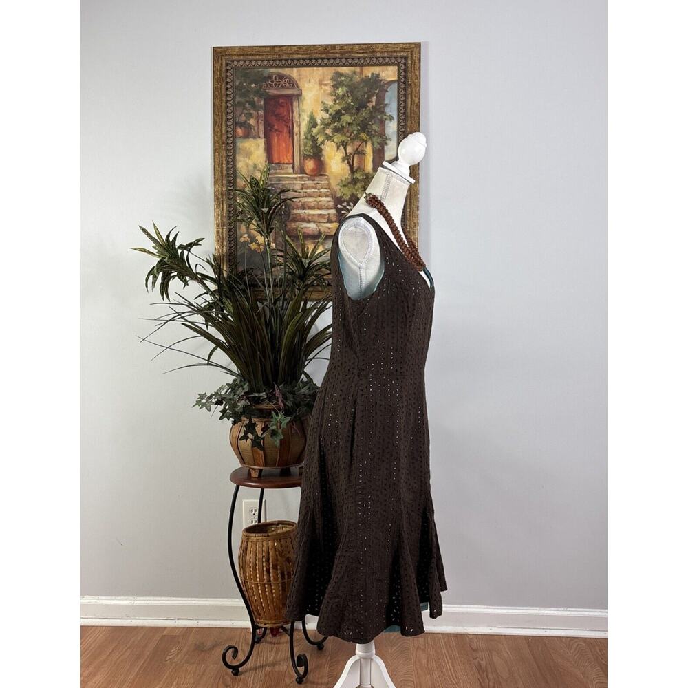 Gabriella Skye New York Dress Womens Size 12 Brown Eyelet Sleeveless Lined - Picture 6 of 10